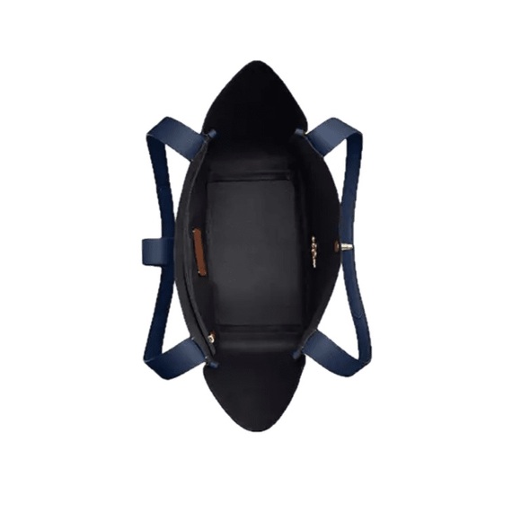 Coach Hadley Turnlock Tote Handbag Deep Blue Outlet Office Everyday Bag NWT - Picture 3 of 11